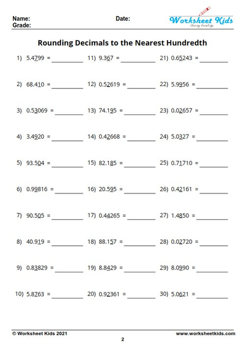Rounding To The Nearest 100 Worksheets Grade 6 Rounding Worksheets