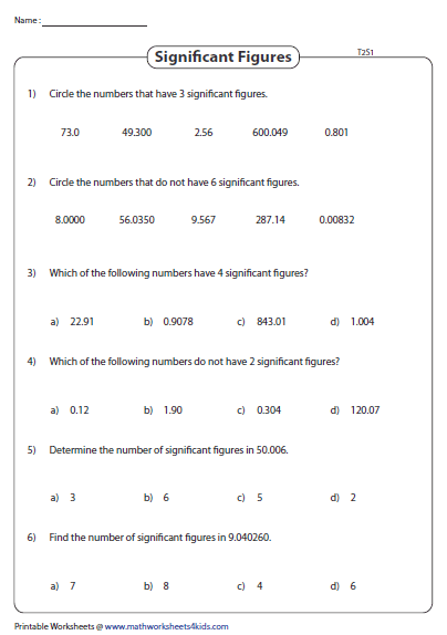 Significant Digits Decimals Type 2 Decimals Worksheets Geometry