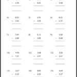 Subtracting Decimals Worksheet 5th Grade Theodore Bailey