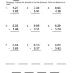 Subtracting Decimals Worksheet Have Fun Teaching