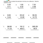 Subtracting Decimals Worksheets 99Worksheets