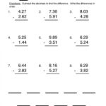 Subtracting Decimals Worksheets 99Worksheets