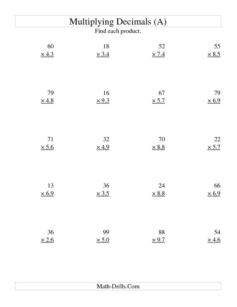 Subtraction Of Decimals Worksheets For Grade 6 Thekidsworksheet