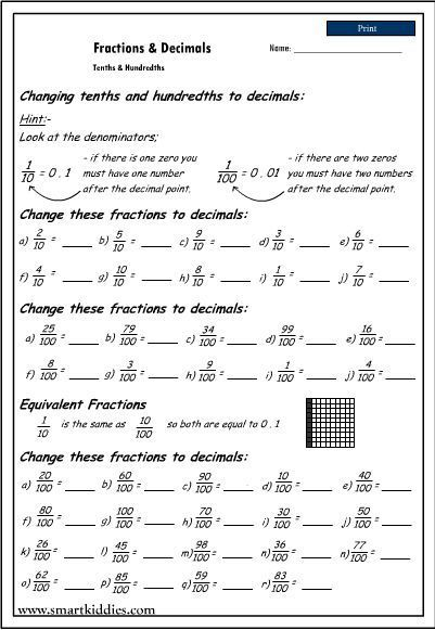 Tenths And Hundredths Class 5 Worksheets In 2020 Homeschool Worksheets 