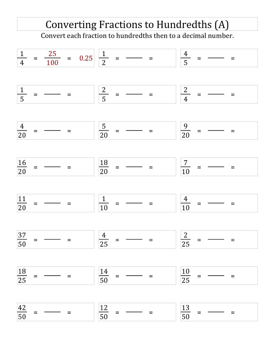 Tenths And Hundredths Worksheets Activity Shelter