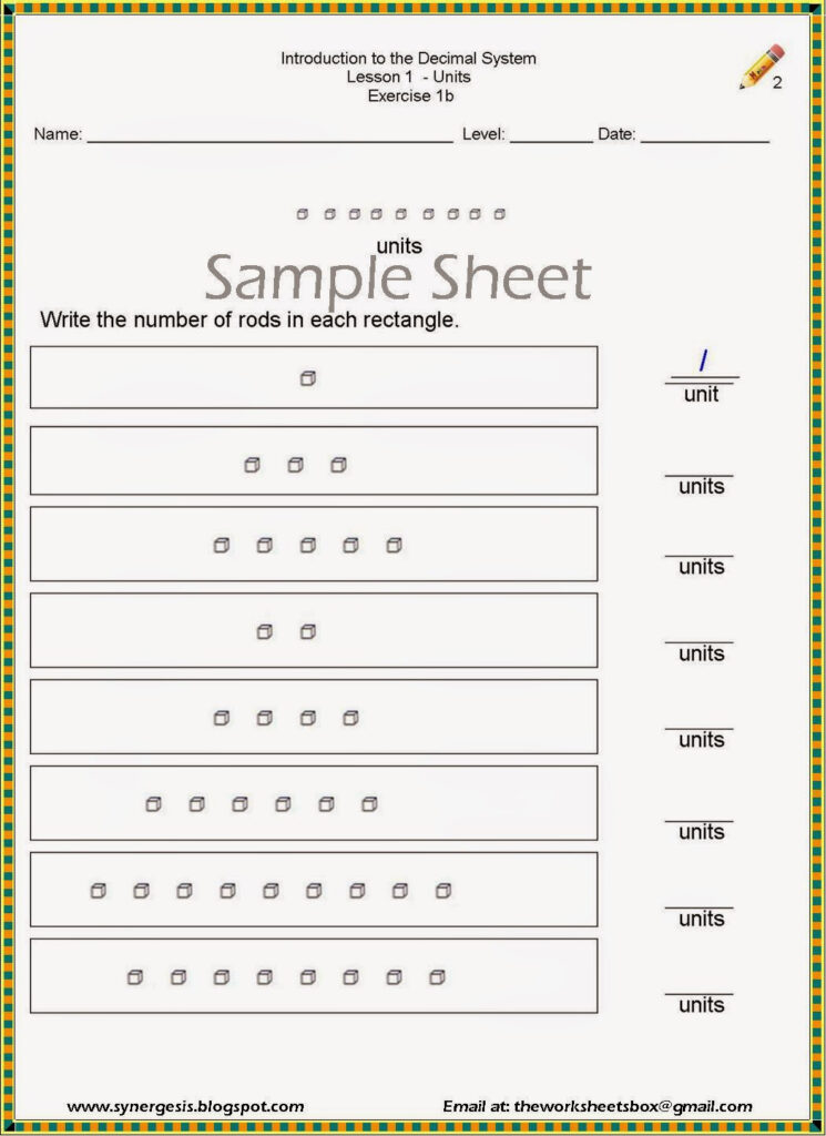 The Worksheets Box Decimal System