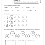 Understanding Percentages Fraction And Decimal Worksheets For Year 5