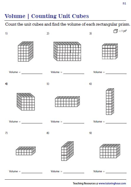 Volume By Counting Unit Cubes Worksheets Geometry Worksheets Finding 