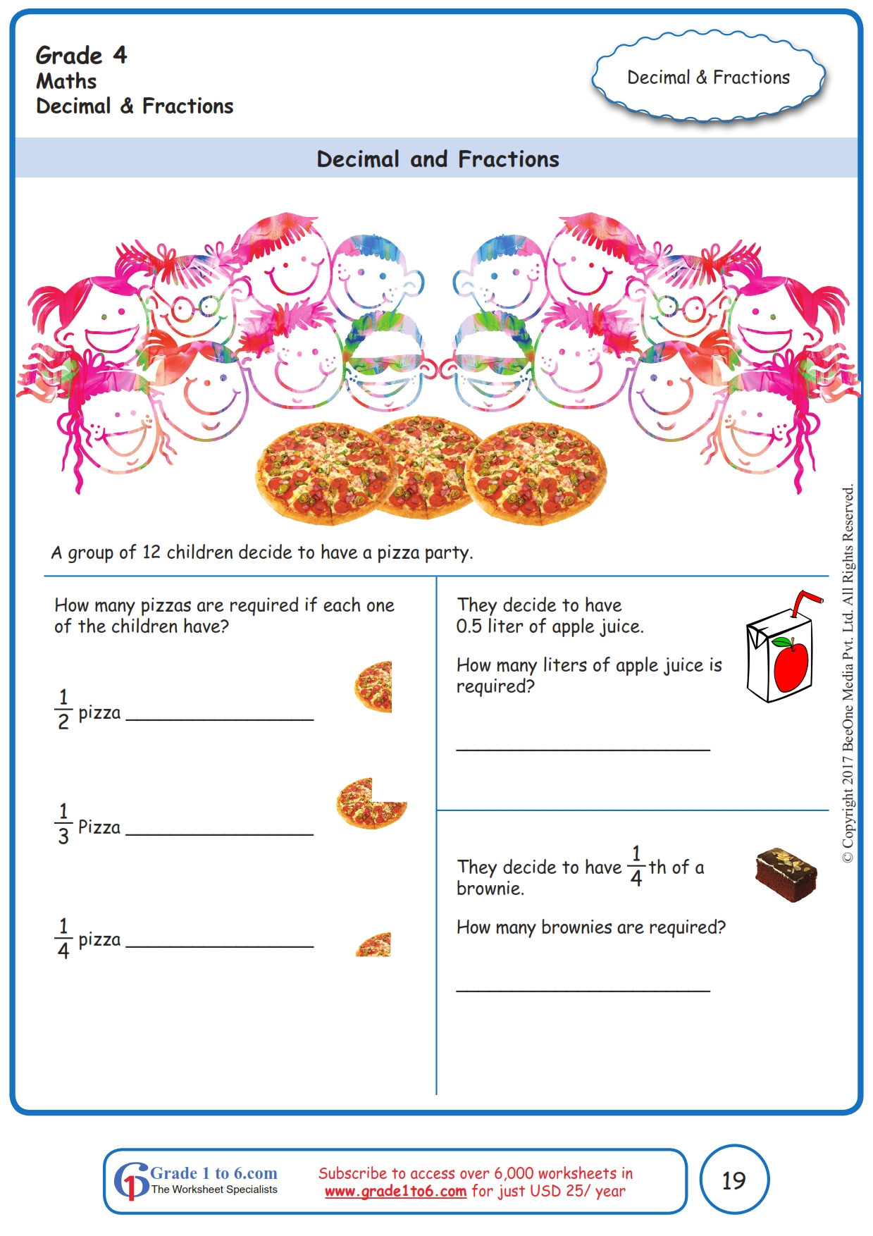 Word Problems In Decimal Fraction Worksheets Grade 4