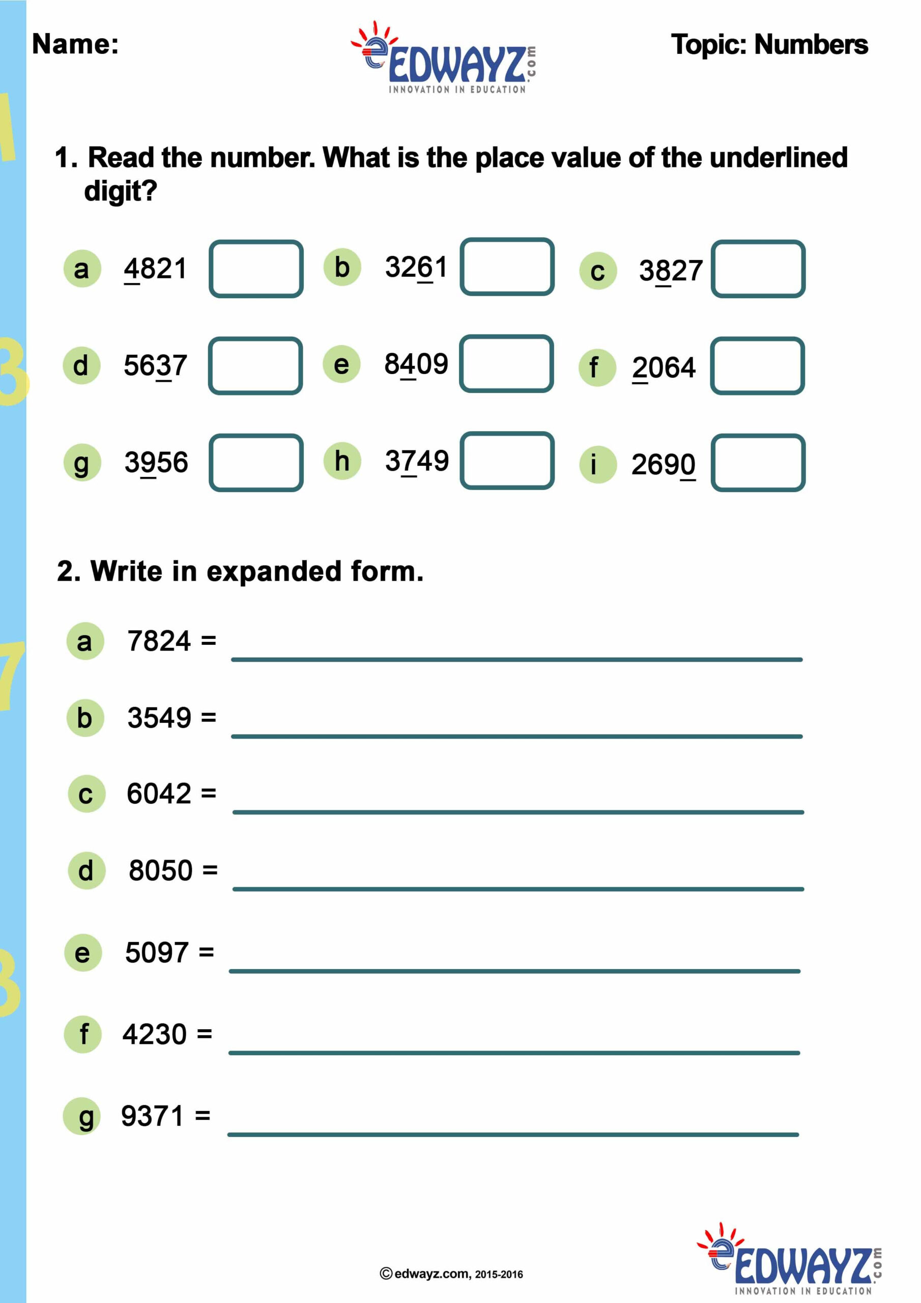 Worksheets Class 3 Number System Number System Worksheets 3rd Grade 