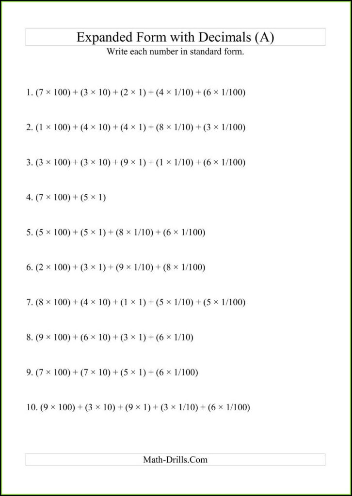 Writing Decimal Numbers In Words Worksheet Worksheet Resume Examples