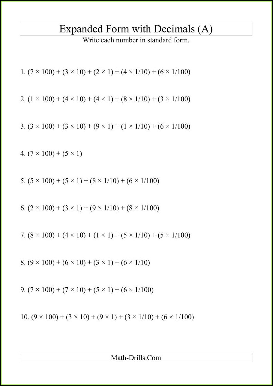 Writing Decimal Numbers In Words Worksheet Worksheet Resume Examples