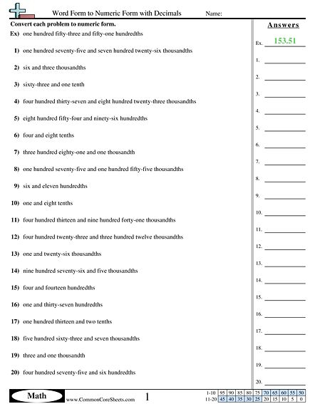 Writing Decimals In Words Worksheet In 2021 Decimals Worksheets 