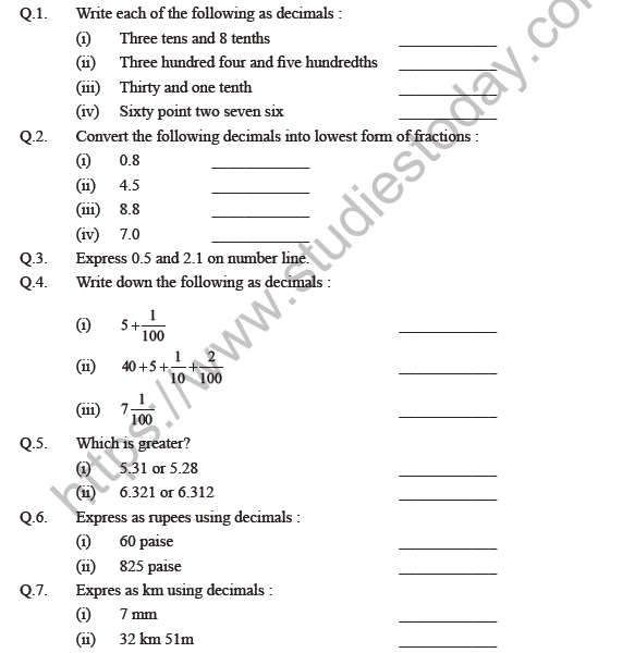 Writing Decimals Worksheets Tenths Fractions And Decimals Teaching 