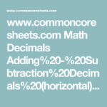 Wwwmoncoresheets Math Decimals Adding 20 20Subtraction